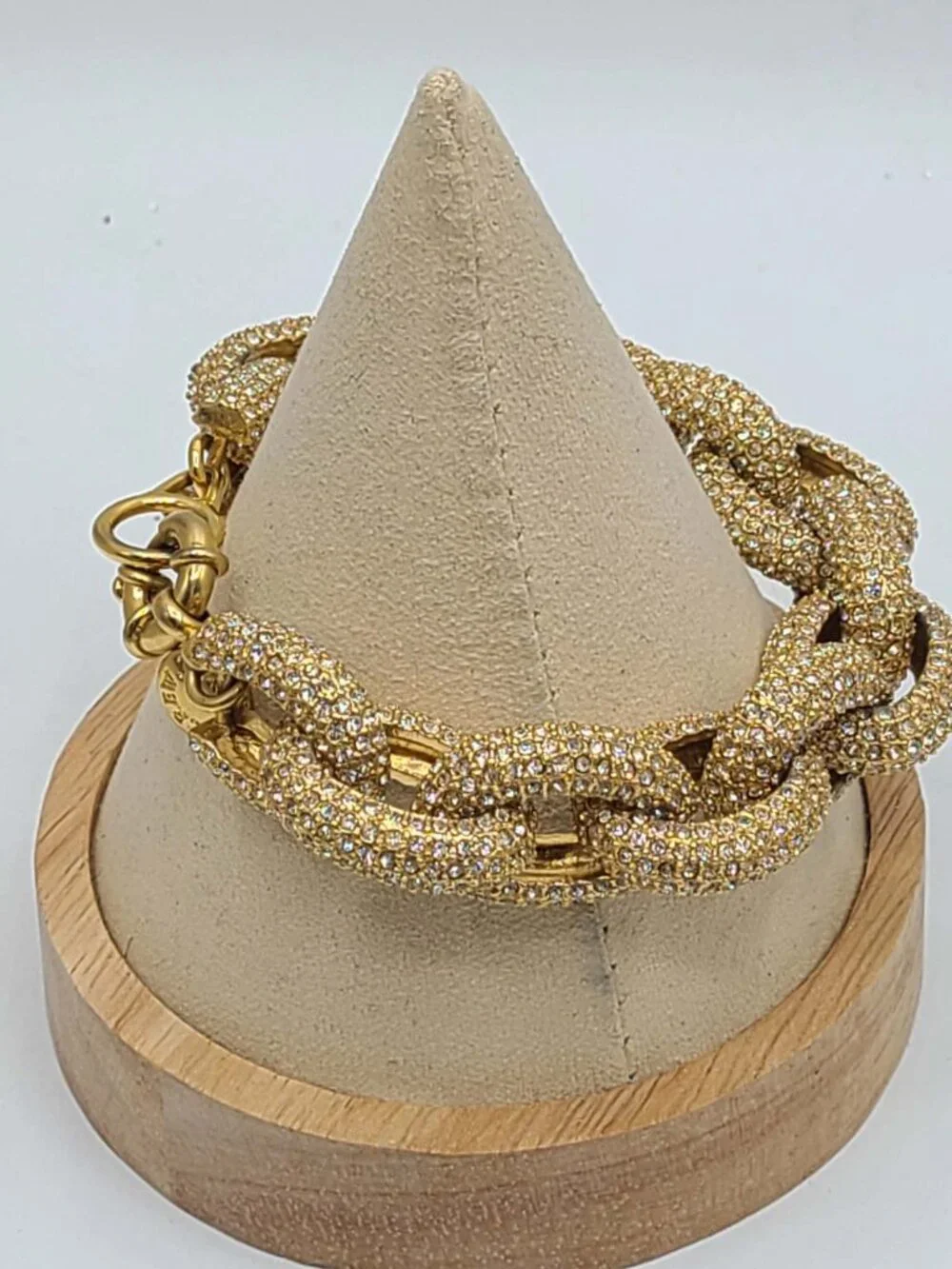 J Crew Chunky Gold Tone Pave Bracelet Like New